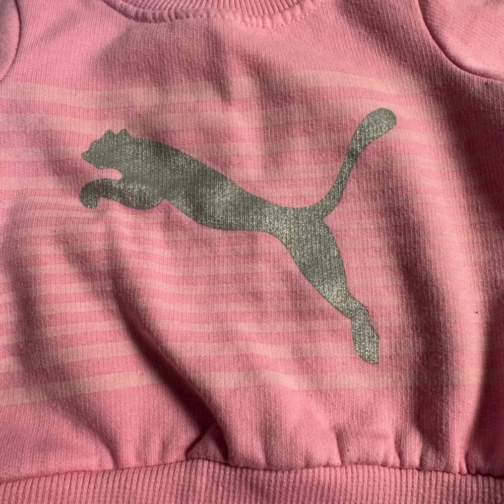 Puma Infant Girls Pink Glitter Logo Sweatshirt and Joggers Tracksuit Set 0-3M